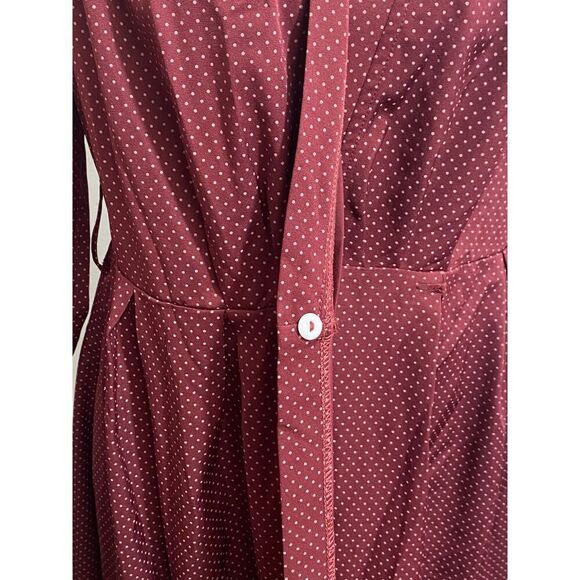 Elisabetta Franchi Dress Burgundy Wrap Polka Dots Size 44 Missing Belt - Picture 7 of 13